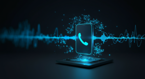 AI voice agent soundwave visualization on dark background