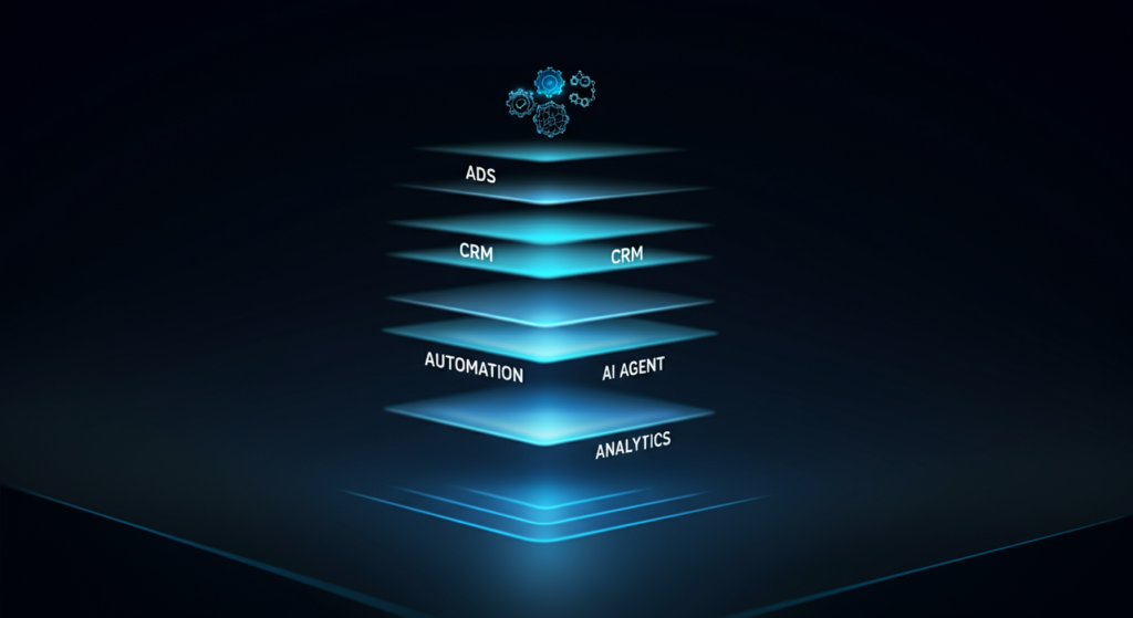 AI marketing tech stack five layers architecture diagram