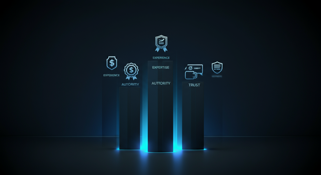 EEAT four authority pillars Experience Expertise Authoritativeness Trust