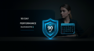 90-day performance marketing guarantee shield badge